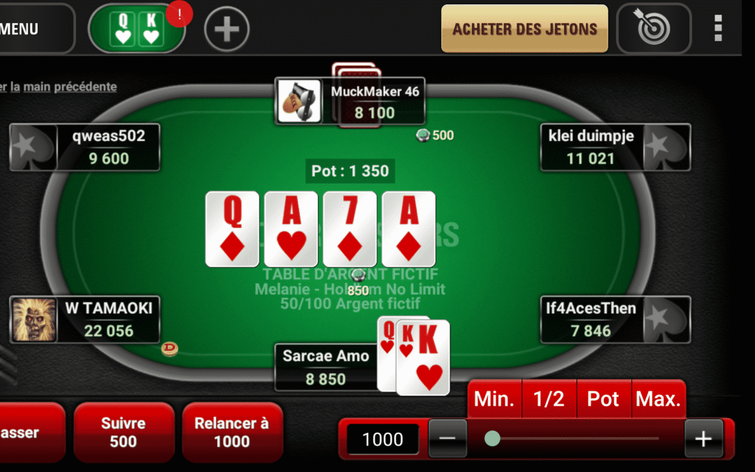 Les meilleures mains au poker en ligne